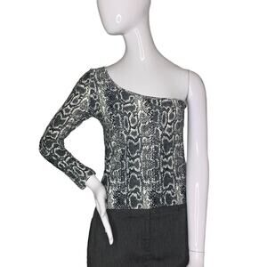 Suzette Collection One Shoulder Blouse Size M/L Snake Print